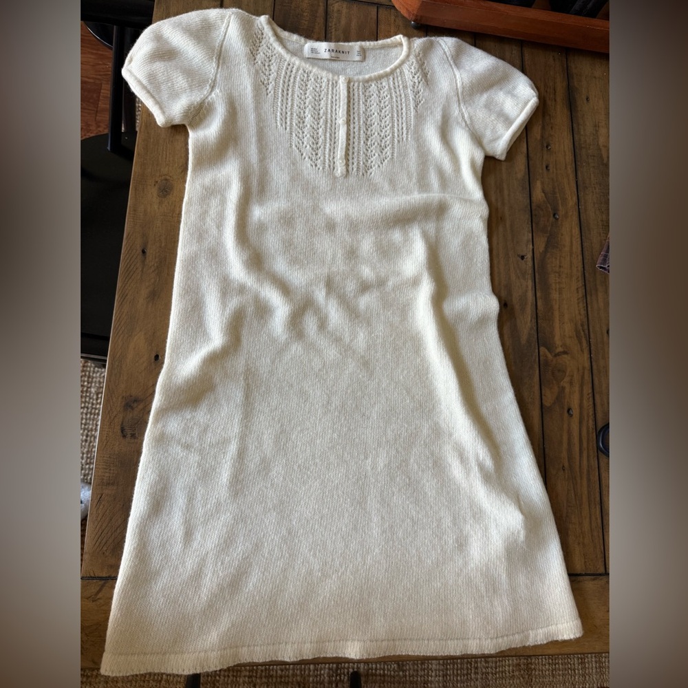 New Zara Knit Cream Sweater Midi Dress